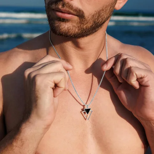 Vista 15 de Galis Collar para hombre, collar de cadena de plata de acero inoxidable de alta calidad para hombres, no se deslustra, cadenas para hombres