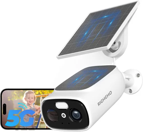 Vista 10 de 4pc 2.4/5GHz Solar Security Cameras Wireless Outdoor, Dual Panels Blanco