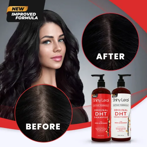 Vista 6 de DHT Blocker Champú y acondicionador - Para mujeres y hombres, fabricado en Estados Unidos, tratamiento contra la caída del cabello, con biotina