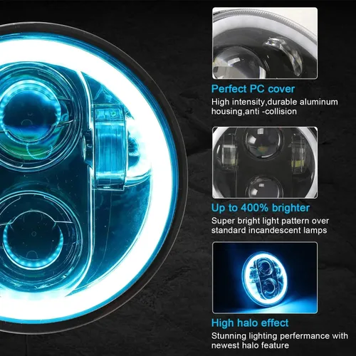 Vista 2 de SUNPIE Faro delantero de motocicleta 5-3/4 5.75 RGBW con halo DRL LED impermeable para Sportster Roadster 883 1200 Forty Softail Deuce Dyna Wide