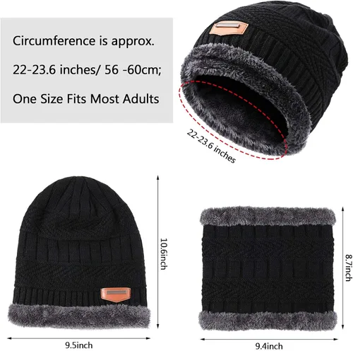 Vista 2 de Gorro y bufanda de invierno con forro polar, unisex, diseño de calavera