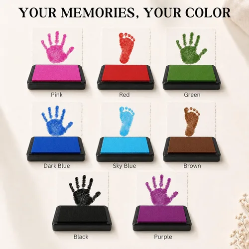 Vista 6 de Almohadilla de tinta ReignDrop para huella de bebé y huella de mano - Crea sellos de recuerdo impresionantes y duraderos para bebés y niños. A