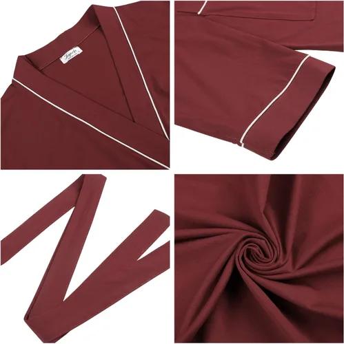 Vista 6 de Cherrydew Bata de algodón suave para mujer, estilo kimono, bata de baño ligera de manga larga