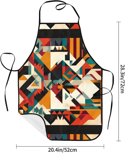 Vista 4 de Symmetrical pattern Printed kitchen apron for housework supermarket hotel barbecue apron 28.3 * 20.4 inches