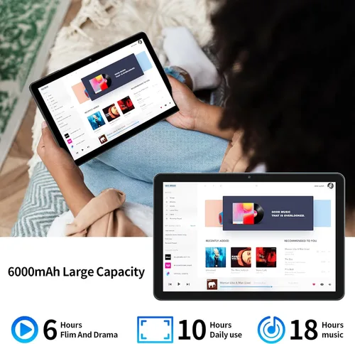 Vista 6 de PRITOM Tablet Android 15 de 10 pulgadas, Octa-Core, WiFi 5Ghz, pantalla IPS HD, tabletas de 64 GB con teclado, una funda personalizada, cargador