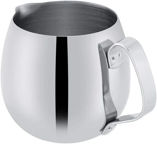 Vista 8 de Jarra de espuma de leche, jarra gruesa de acero inoxidable para café con leche, taza de espuma de café, jarra de leche plateada (10.1 fl oz)