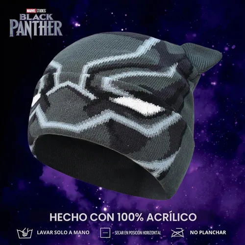 Vista 6 de Marvel Black Panther - Gorro de punto, negro, talla única