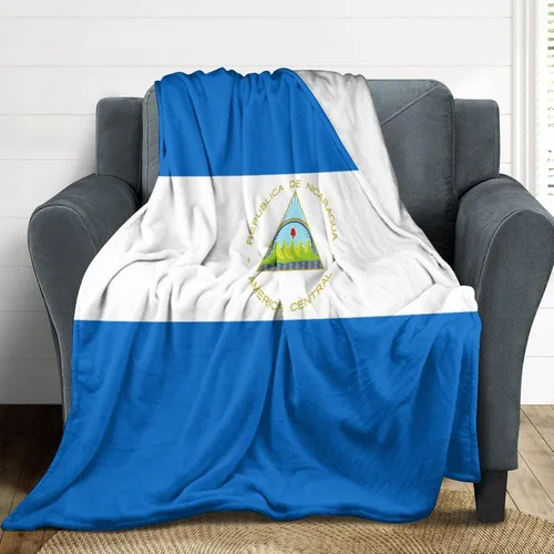 Vista 4 de Manta con la bandera de Nicaragua, manta suave y ligera, colcha duradera para decoración del hogar, manta de sofá de 30 x 40 pulgadas