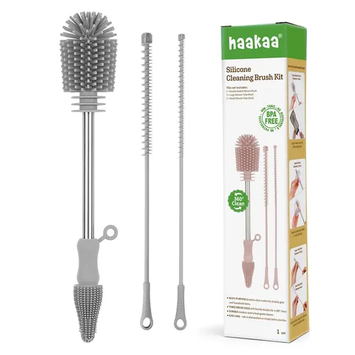 Vista 12 de haakaa Cepillo de Limpieza Cepillo de Silicona para Biberones de Doble Punta con Cerdas Suaves de Silicona para Extractores de Leche Materna