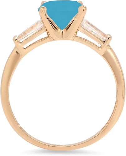 Vista 2 de Anillo de diseño de oro amarillo de 14 quilates de oro amarillo de 14 quilates con 3 piedras de corte baguette redondo y 3 piedras impecables