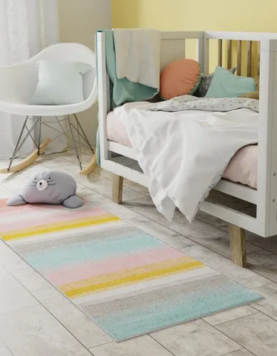 Vista 4 de Unique Loom Whimsy Kids Collection - Alfombra de área con diseño de arcoíris abstracto pastel