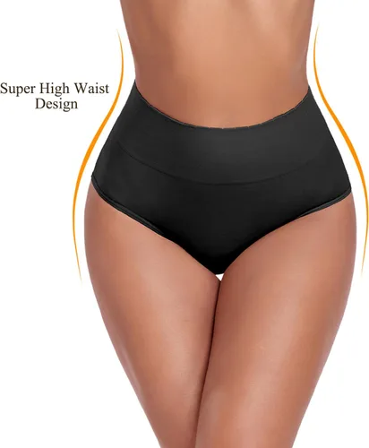 Vista 5 de Ropa interior invisible para mujer, de cintura alta, con elástico sin costuras, cobertura completa, paquete de 5
