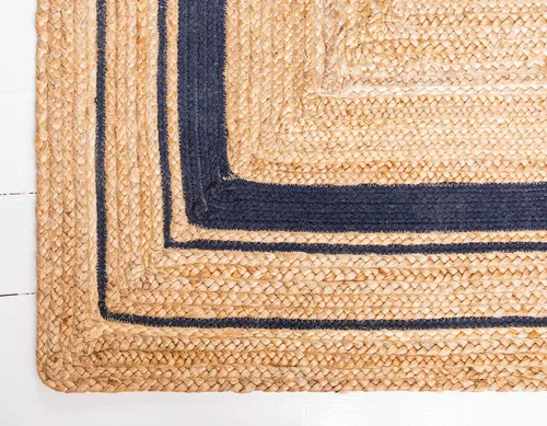 Vista 9 de Unique Loom Colección de yute trenzado de calidad clásica, tejida a mano con diseño costero, 2 pies 0 pulgadas x 3 pies 0 pulgadas, natural/azul