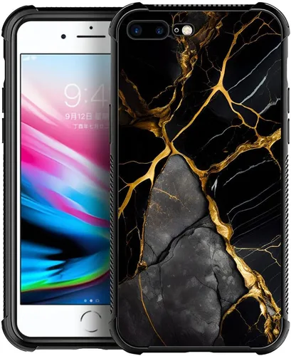 Vista 32 de DJSOK Funda compatible con iPhone 7/8 Plus, diseño con patrón de parachoques trasero, esquinas reforzadas contra arañazos, esquinas reforzadas