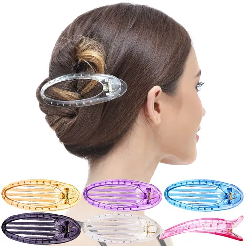 Vista 6 de RC ROCHE ORNAMENT 6 pinzas para el cabello con garra plana para mujer, peine de apertura lateral curvada, agarre fuerte, agarre antideslizante