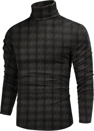 Vista 24 de Poriff - Suéter de cuello de tortuga térmico, de punto, liviano, casual, con corte entallado, para hombre Albaricoque