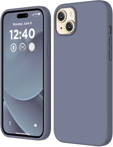 Vista 10 de Compatible con iPhone 15, funda de silicona líquida, funda protectora de cuerpo completo a prueba de golpes [forro de microfibra suave], funda Azul