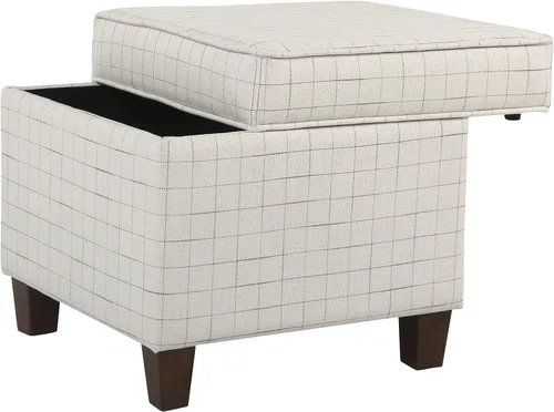 Vista 23 de HomePop Otomana Clásica Cuadrada de Almacenamiento con Tapa Desmontable Otomana con Almacenamiento para Sala de Estar y Dormitorio, Patrón de Negro