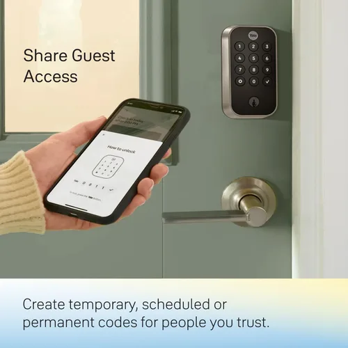 Vista 3 de Yale Assure Lock 2 Touch Deadbolt, Cerradura de pestillo de níquel satinado para puerta de entrada inteligente con teclado táctil conectado Z-Wave