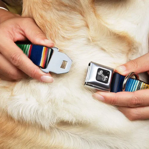Vista 8 de Buckle-Down Zarape2 - Collar de perro con hebilla de cinturón de seguridad, rayas multicolor verticales, 1.5 pulgadas de ancho, se adapta a cuello