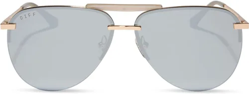 Vista 7 de DIFF Tahoe - Lentes de sol de aviador de gran tamaño para mujer, protección UV400, marcos dorados