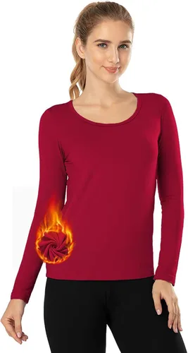 Vista 69 de MANCYFIT Tops térmicos para mujer, camisa con forro polar, manga larga, capa base, cuello en V
