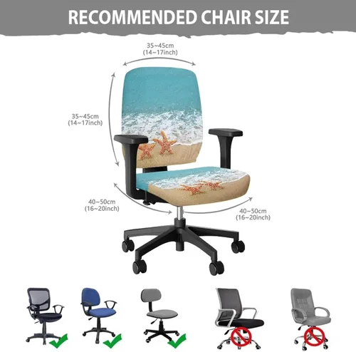 Vista 7 de Talayituse - Funda para silla de oficina o computadora con estampado de estrellas de playa, funda de asiento dividida elástica, extraíble y lavable