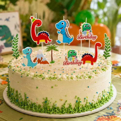 Vista 3 de Dinosaur Birthday Candles, 10 Pack, 3 Large Dinosaur Cake Candles and 7 Dinosaur Theme Cake Toppers for Birthday Party Decorations