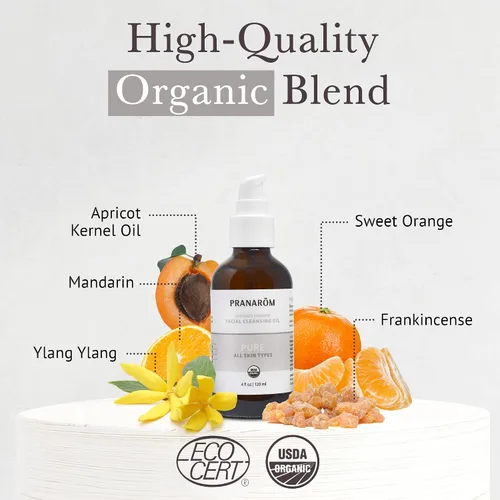 Vista 3 de Pranarom - Aceite de limpieza facial puro (4 onzas / 4.1 fl oz) - Aceite esencial 100% puro y natural para limpieza facial para maquillaje
