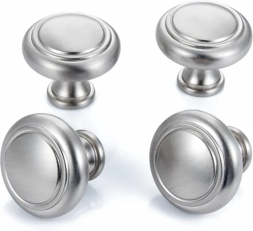 Vista 3 de Tiradores Redondos para Cajones - Paquete de 10 (1-1/5 Pulgadas), Pomos de Acero Inoxidable Cepillado para Gabinetes de Cocina, Pomos Urbanos