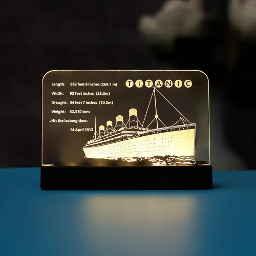 Vista 7 de Kyglaring Placa de identificación de acrílico transparente brillante con base de potencia diseñada para Lego Creator Expert 10294 Titanic Building