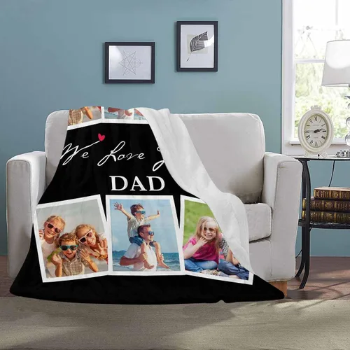 Vista 2 de InterestPrint Manta de amor personalizada con texto en inglés "To Dad, Even When I Not Close by,I Want You to Know I Love and Appreciate You We Love