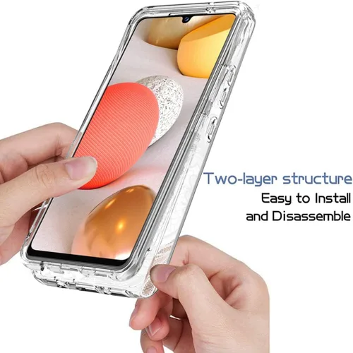 Vista 4 de Funda para Galaxy A42 5G, Galaxy M42 5G SM-A426 con protector de pantalla de vidrio templado, bonito diseño de mandala transparente, funda Mandala 3
