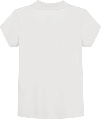Vista 2 de IZOD - Camiseta de manga corta para uniforme escolar de niñas, cierre de botones, tejido entrelazado cómodo y suave
