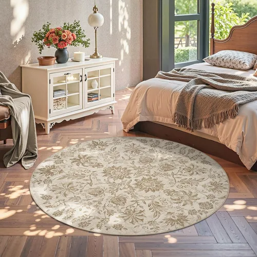Vista 409 de jinchan Lima - Alfombra simétrica floral geométrica lavable, alfombra de entrada de medio círculo de 2 x 3, alfombra de media luna, suave y Azul