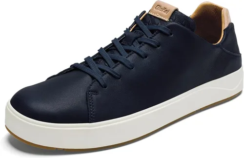 Vista 11 de OluKai Lae'ahi Li 'ILI - Tenis de vestir de cuero impermeables para hombre Blanco claro/blanco claro