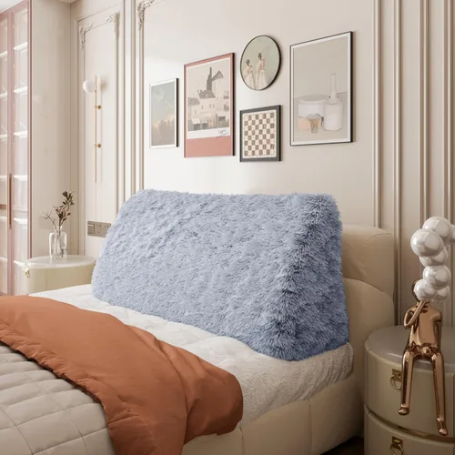 Vista 31 de Almohada de cuña doble gruesa de 8 libras para cabecero de dormitorio universitario, almohada de cuña de terciopelo con respaldo triangular