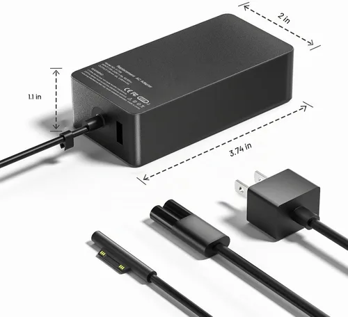 Vista 4 de Cargador de portátil Surface Pro de 65 W para Microsoft Surface Pro 10/9/8/7/6/5/4/3/X, Windows Surface Laptop 6/5/4/3/2/1, Surface Book 3/2/1