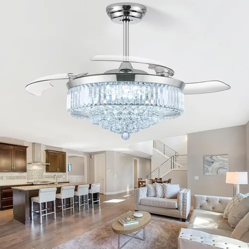 Vista 11 de Ventilador de techo de 42 pulgadas con luz, ventilador retráctil
