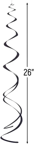 Vista 3 de Decoraciones de remolinos de plástico para colgar, empaque de 8 unidades, de la marca Unique, 26", Negro