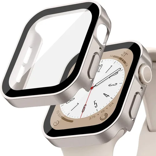 Vista 16 de Protección de Pantalla EIHAIHIS para Apple Watch Funda Serie 11 10 9 SE 8 7 6 5 4 40mm 44mm 41mm 45mm 42mm 46mm Vidrio Templado Impermeable PC
