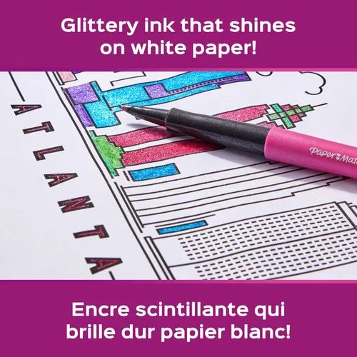 Vista 2 de Paper Mate Flair - Bolígrafos metálicos de punta de fieltro, colección City Lights, colores surtidos brillantes, tinta premium, 8