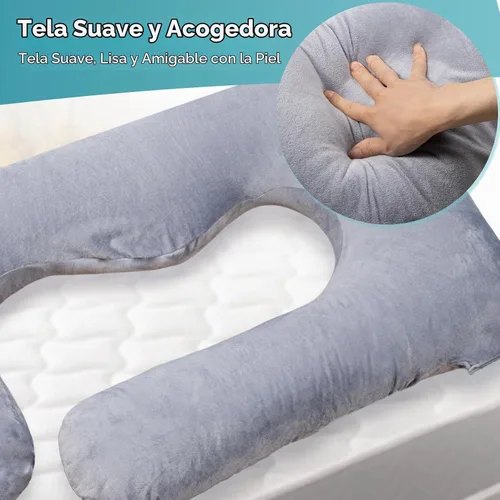 Vista 3 de Funda de repuesto para almohada de embarazo compatible con almohadas Momcozy, extraíble y lavable, funda de almohada suave en forma de U, protector