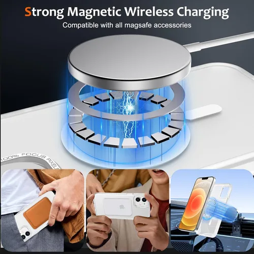 Vista 460 de Anuck - Funda magnética para iPhone 11 compatible con MagSafe, carcasa trasera mate translúcida dura, borde de TPU, delgada, resistente a impactos