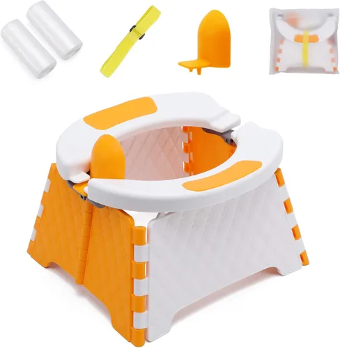 Vista 10 de Asiento de entrenamiento portátil para niños pequeños, inodoro plegable para niños, inodoro plegable para niños, orinal de viaje para automóvil