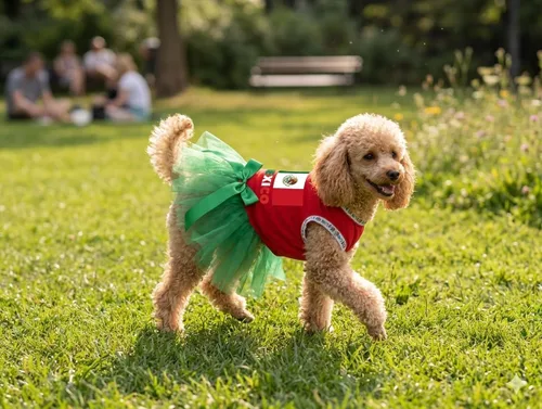 Vista 2 de Petitebella Vestido tutú verde con bandera de México para cachorros (XS, rojo)
