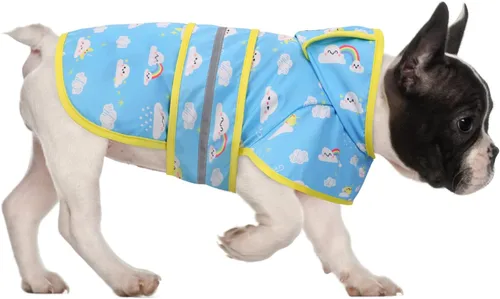 Vista 12 de HDE - Impermeable protector con capucha para perros y cachorros, tallas de la S a la XL (diseño de patos de goma, talla S)