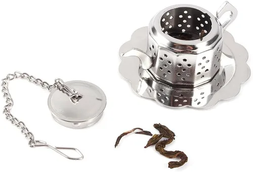Vista 2 de Infusor de té de hojas sueltas de acero inoxidable 8/20, infusor de forma de animal lindo, colador, con gancho de cadena larga para preparar té
