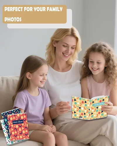 Vista 6 de Álbum de fotos pequeño de 4 x 6 para fotos, juego de 4, capacidad para 36 fotos cada una, capacidad de 144, 4 patrones, fundas flexibles extraíbles