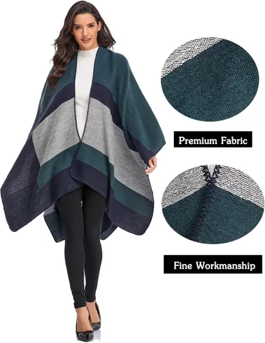 Vista 3 de Immerguter Capa tipo poncho tipo chal para mujer para otoño e invierno